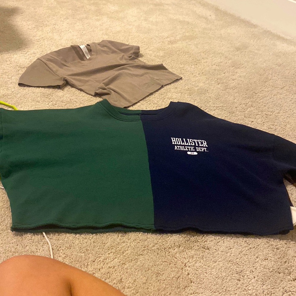 cropped split colored sweater